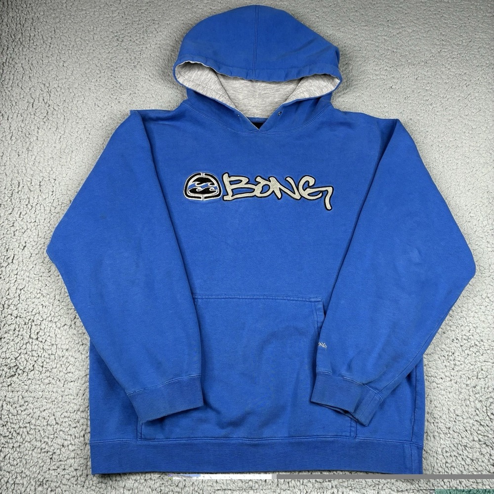 Vintage Billabong Bong Hoodie Sweatshirt Men's S Blue Surf Skate Distressed Y2K